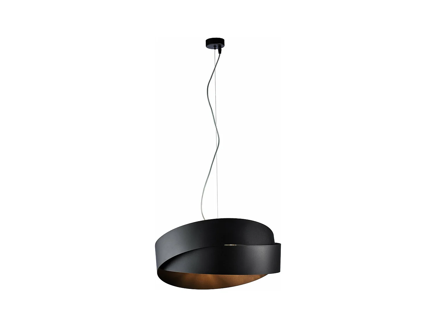 Astro Suspension en fer laqué noir avec câble acier réglable 2 lumières 122 d.46 BL207-2-NR