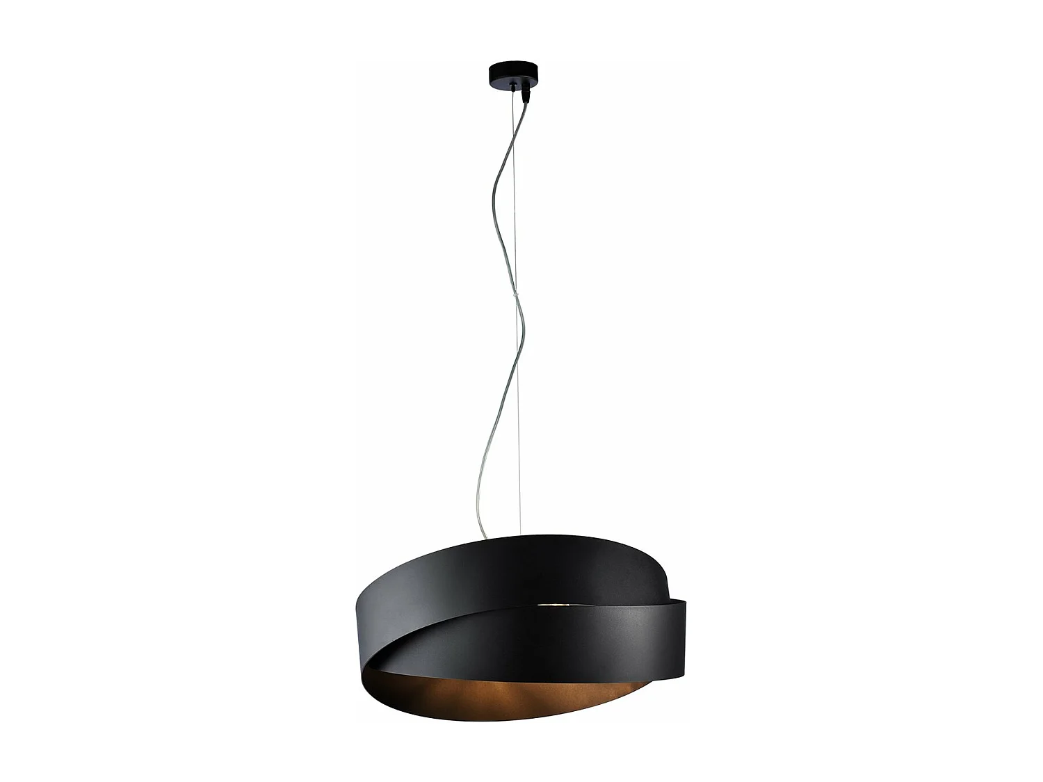 Astro Suspension en fer laqué noir avec câble acier réglable 2 lumières 122 d.46 BL207-2-NR
