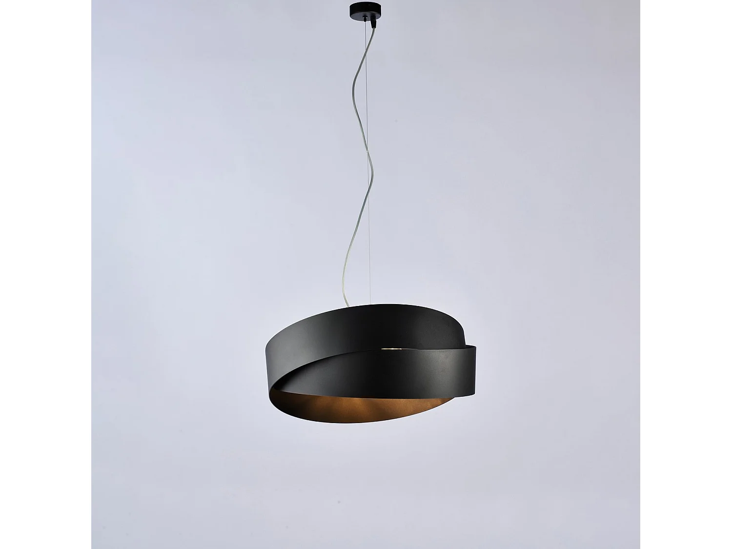 Astro Suspension en fer laqué noir avec câble acier réglable 2 lumières 122 d.46 BL207-2-NR