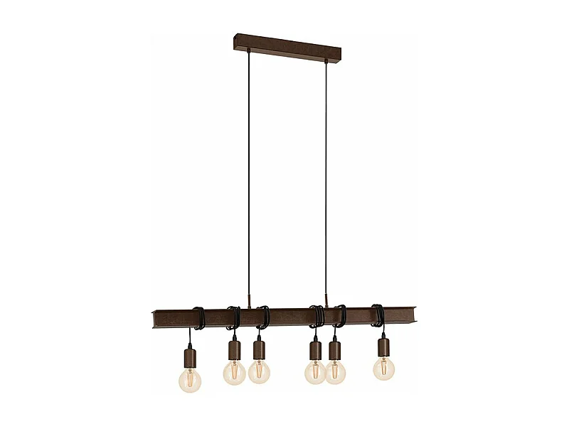 Lampadario Industrial Townshend 4 6 Luci Acciaio Marrone Invecchiato