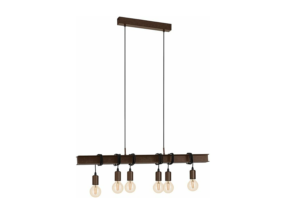 Lampadario Industrial Townshend 4 6 Luci Acciaio Marrone Invecchiato