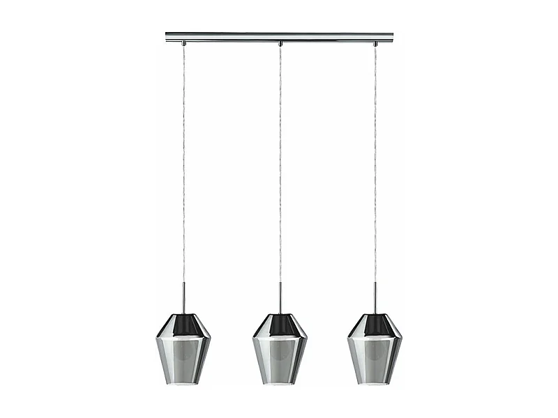 Lampadario Contemporaneo Murmillo 3 Luci Acciaio Cromo