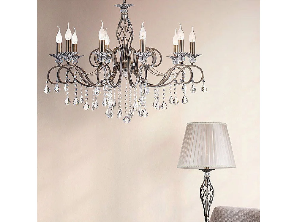 Grace Lustre en laiton et cristal, 10 lumières, E14