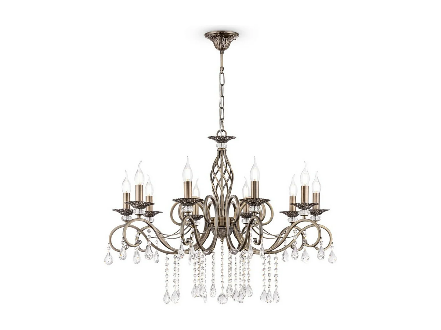 Grace Lampadario Ottone e Cristallo, 10 Luci, E14