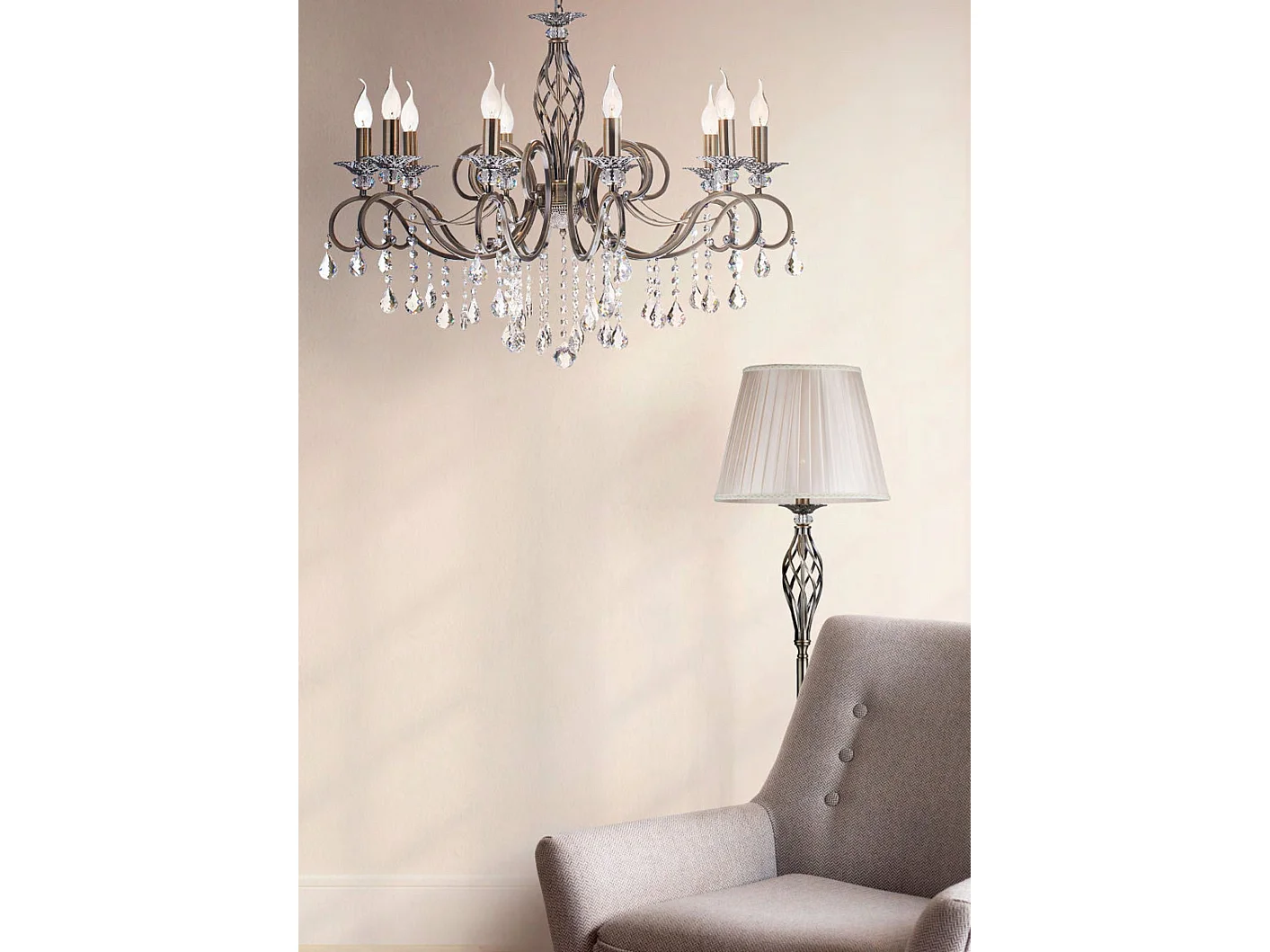 Grace Araña Latón y Cristal, 10 Luces, E14
