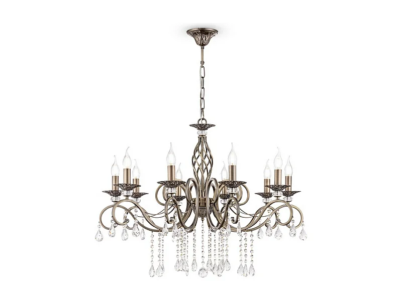 Grace Lampadario Ottone e Cristallo, 10 Luci, E14