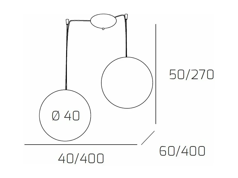 Sospensione Contemporanea Moon Metallo Cromo Vetro Bianco 2 Luci E27 D.40Cm