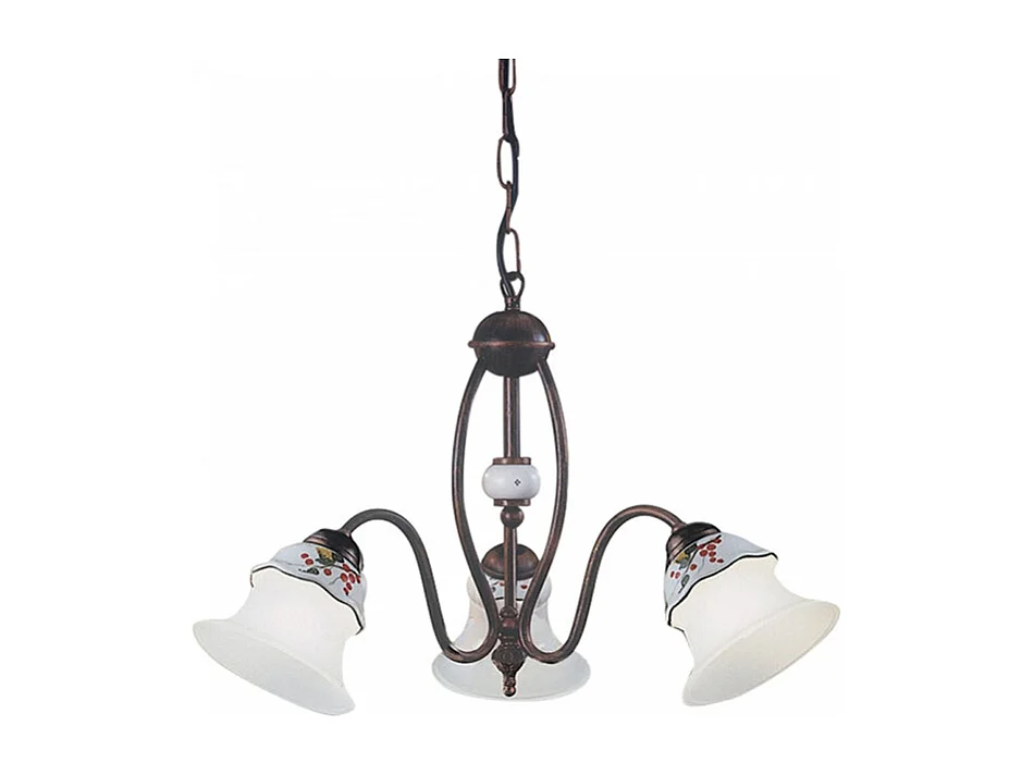 Lampadario Classico Ferrara Metallo E Ceramica Nero Sfumato Rame 3 Luci E14