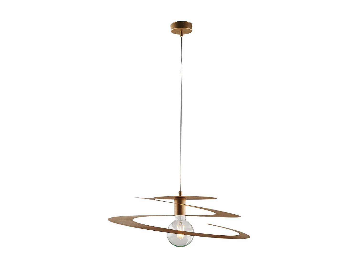 Sospensione Moderna 1 Luce Spring Ferro Laccato Oro Taglio Laser