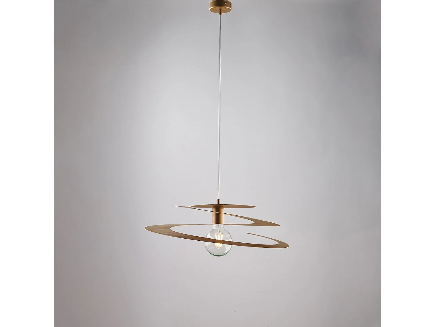 Sospensione Moderna 1 Luce Spring Ferro Laccato Oro Taglio Laser