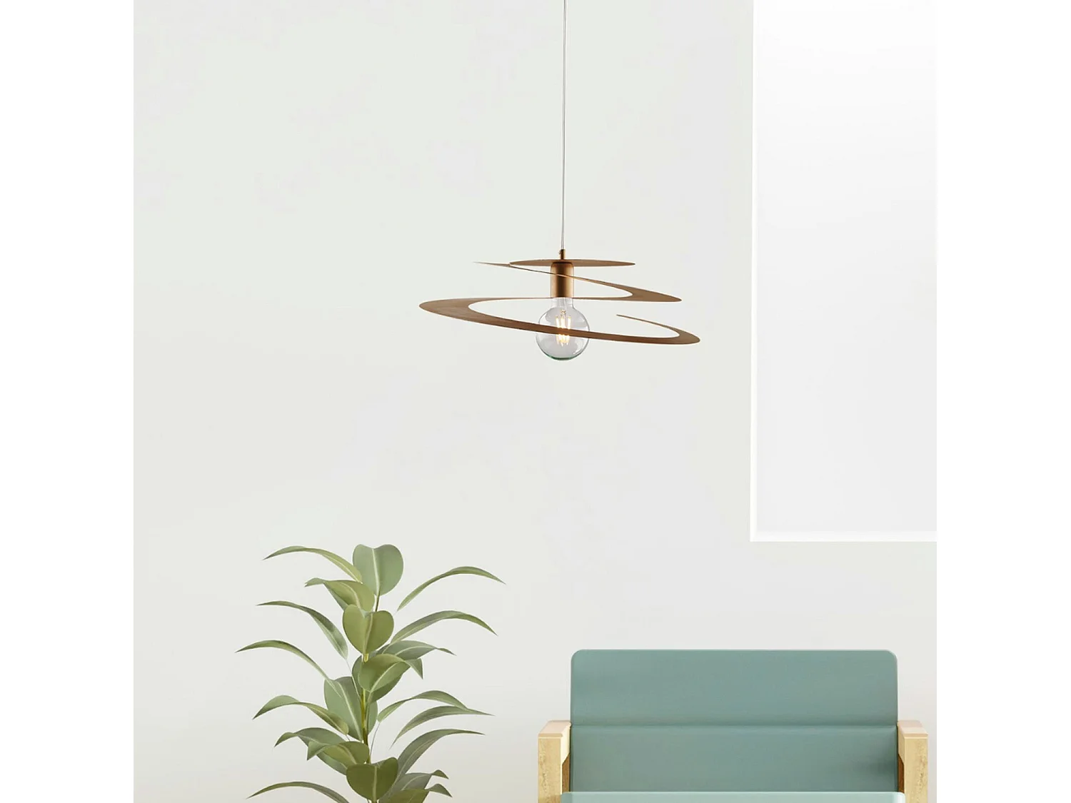 Sospensione Moderna 1 Luce Spring Ferro Laccato Oro Taglio Laser