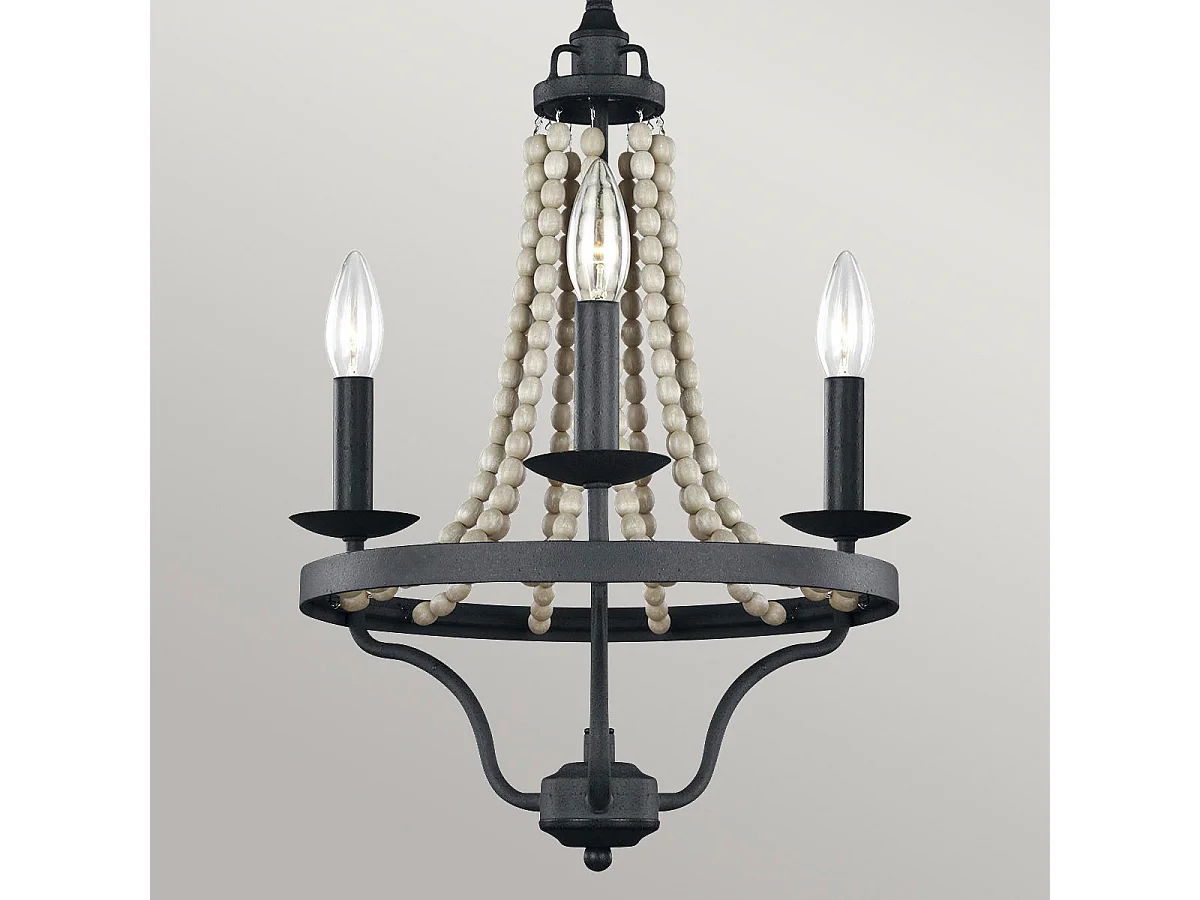 Elstead Feiss Nori Lampadario a braccio multiplo zinco invecchiato scuro con legni grigi