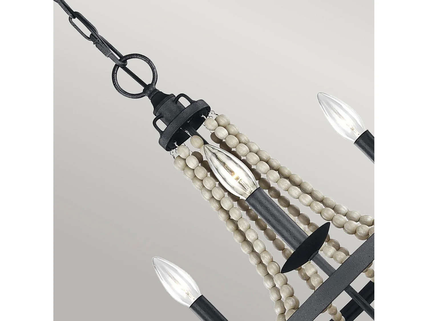 Elstead Feiss Nori Lampadario a braccio multiplo zinco invecchiato scuro con legni grigi