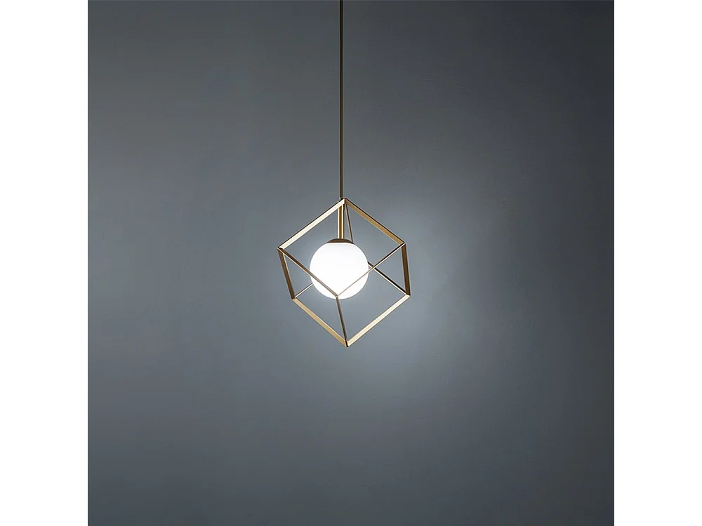 Lampadario In Metallo Industrial Cube Oro 1 Luce