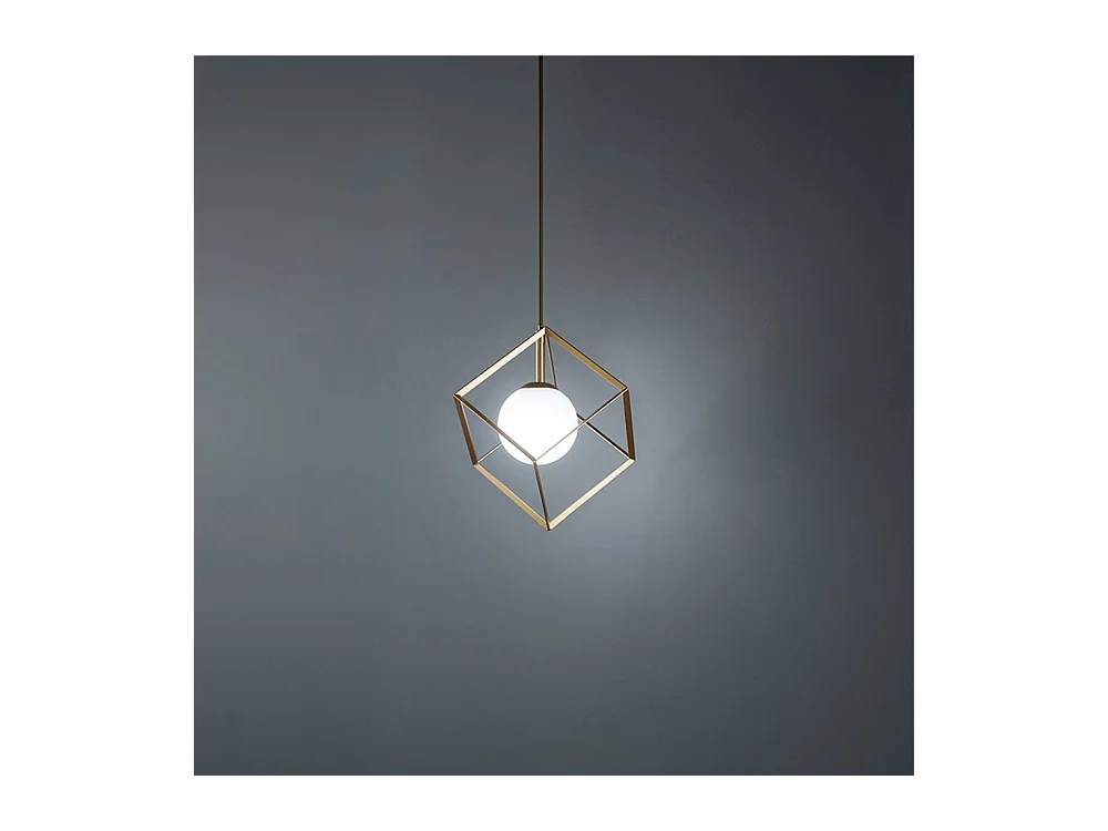 Lampadario In Metallo Industrial Cube Oro 1 Luce