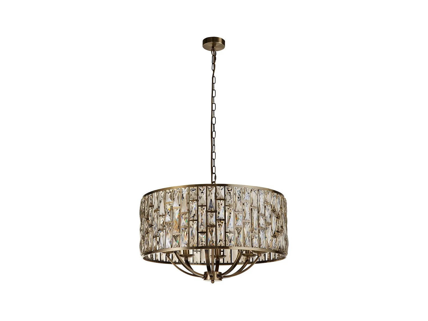 Searchlicht Bijou 8-flammige Pendelleuchte, antikes Messing, Champagnerglas