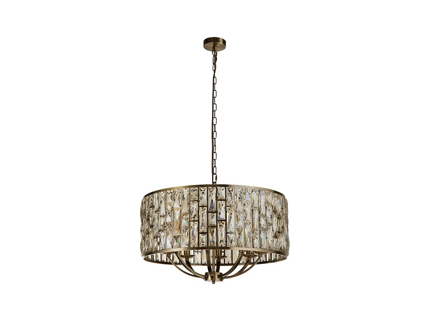 Searchlicht Bijou 8-flammige Pendelleuchte, antikes Messing, Champagnerglas