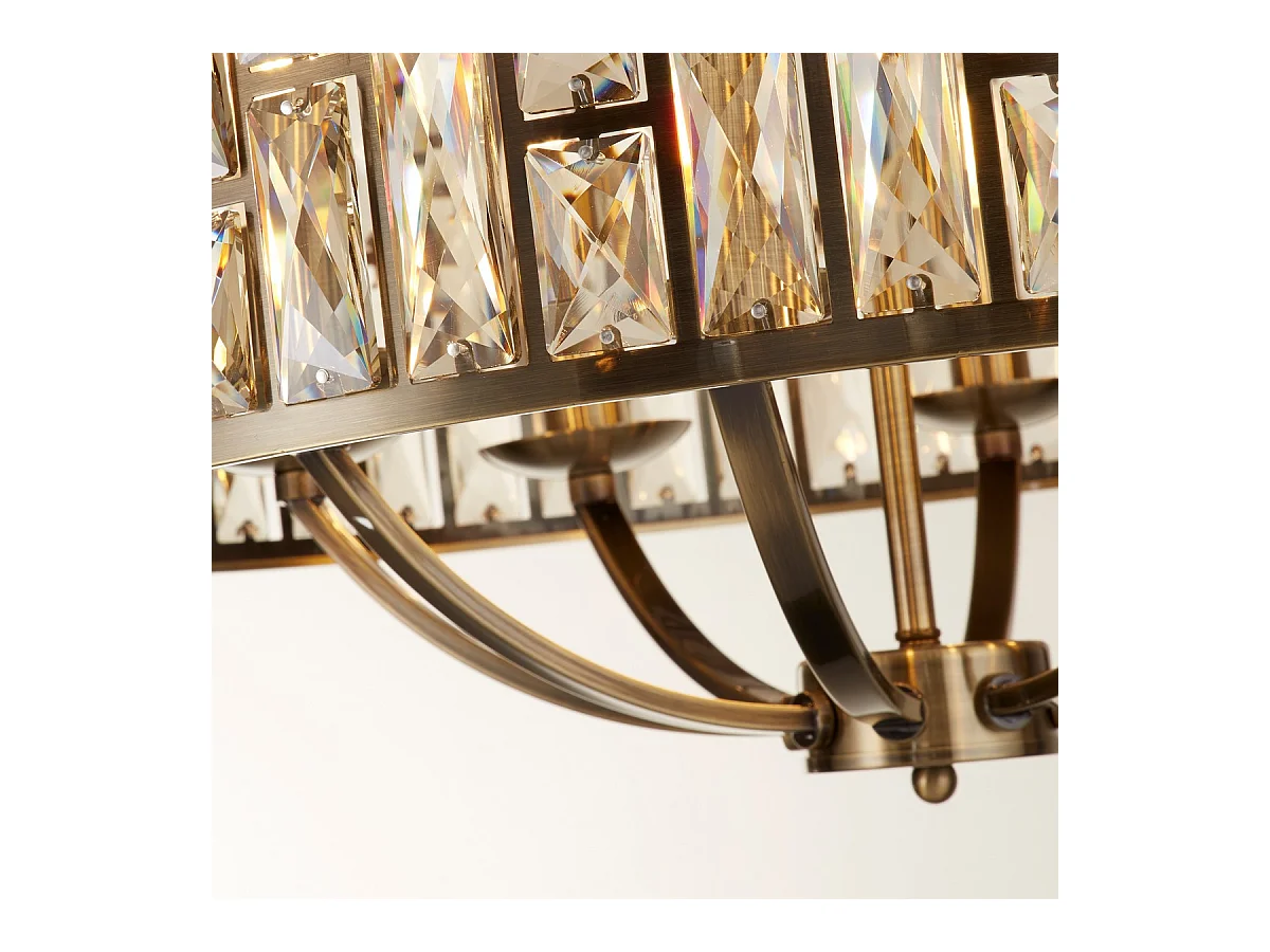 Searchlicht Bijou 8-flammige Pendelleuchte, antikes Messing, Champagnerglas