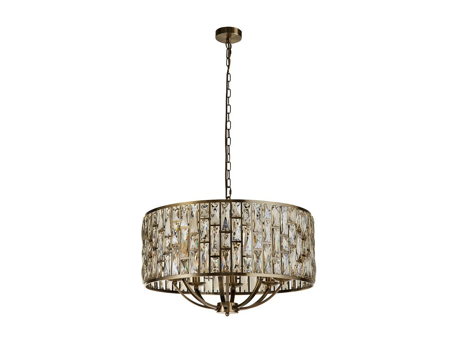 Searchlight Bijou Lampadario a 8 luci in ottone anticato, bicchiere di champagne