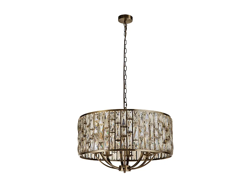 Searchlicht Bijou 8-flammige Pendelleuchte, antikes Messing, Champagnerglas