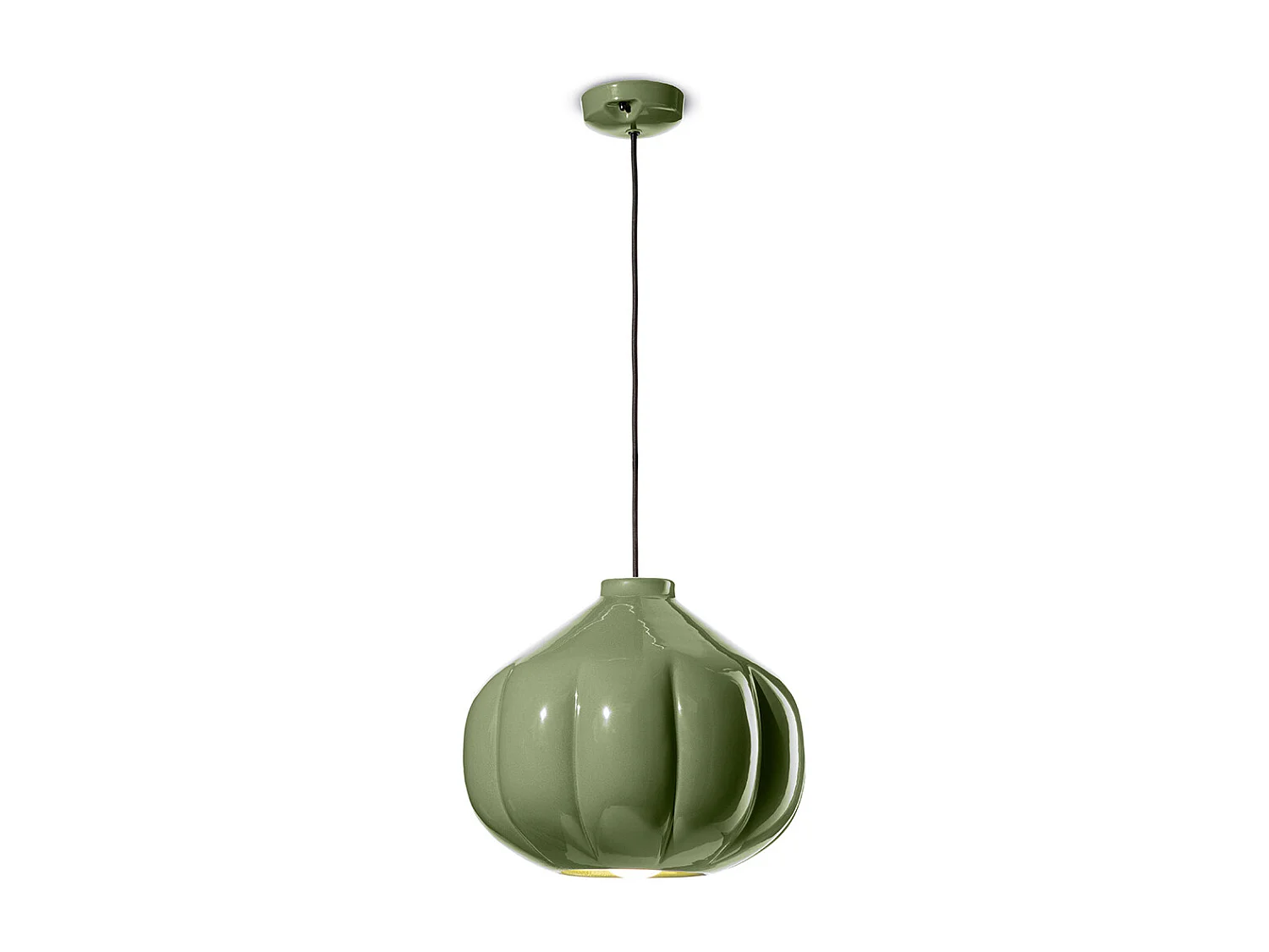 Lampadario Vintage Decò Afoxe' Ceramica Verde Salvia 1 Luce E27