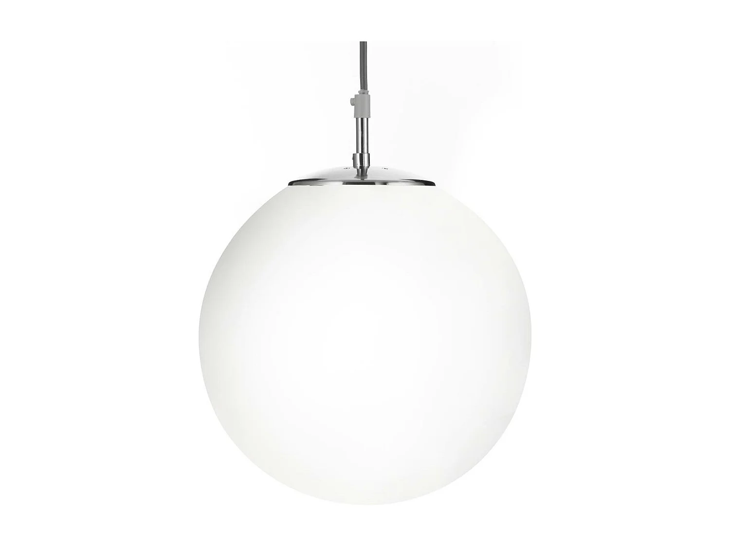 Searchlicht Atom - 1 licht Globe Deckenanhänger Satin Silber, Opalglas, E27