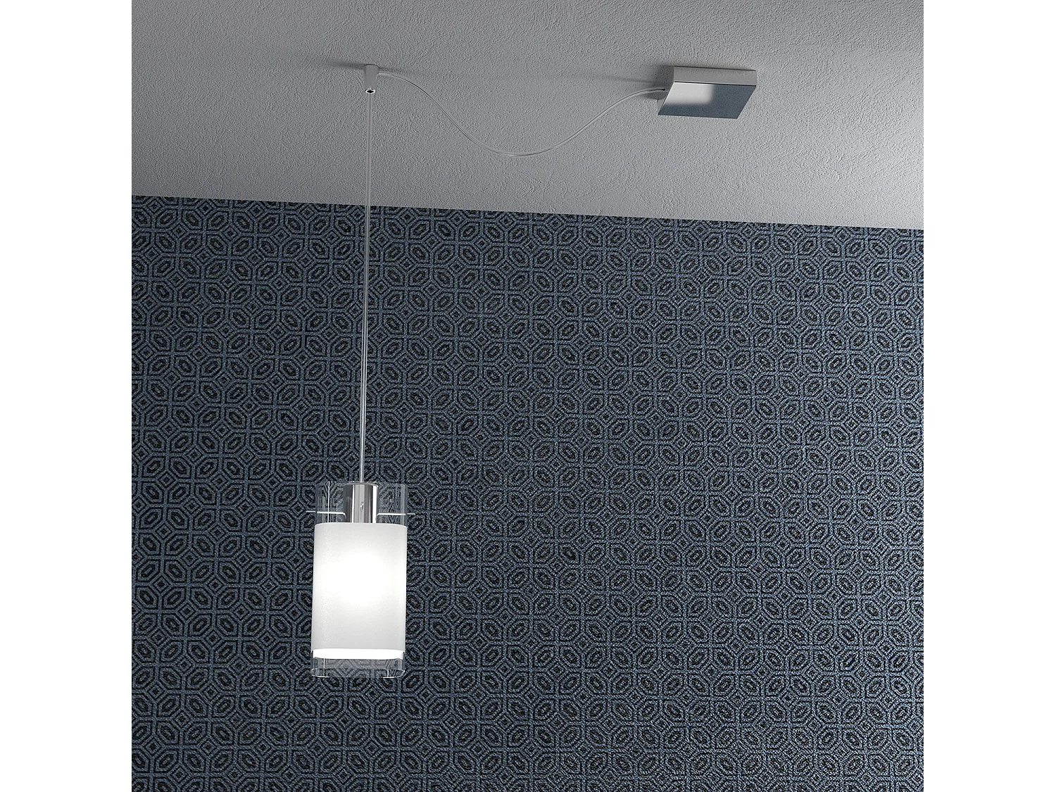 Sospensione Contemp Decentratori Wild Metallo Cromo Vetro Satinato 1 Luce E27