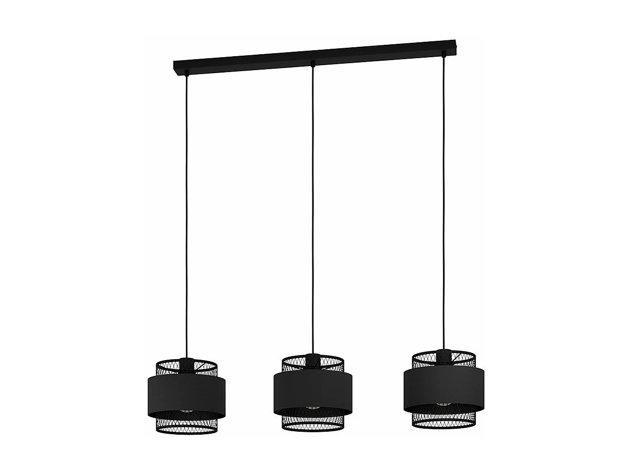 Lampadario Industrial Bazely 3 Luci Acciaio Nero