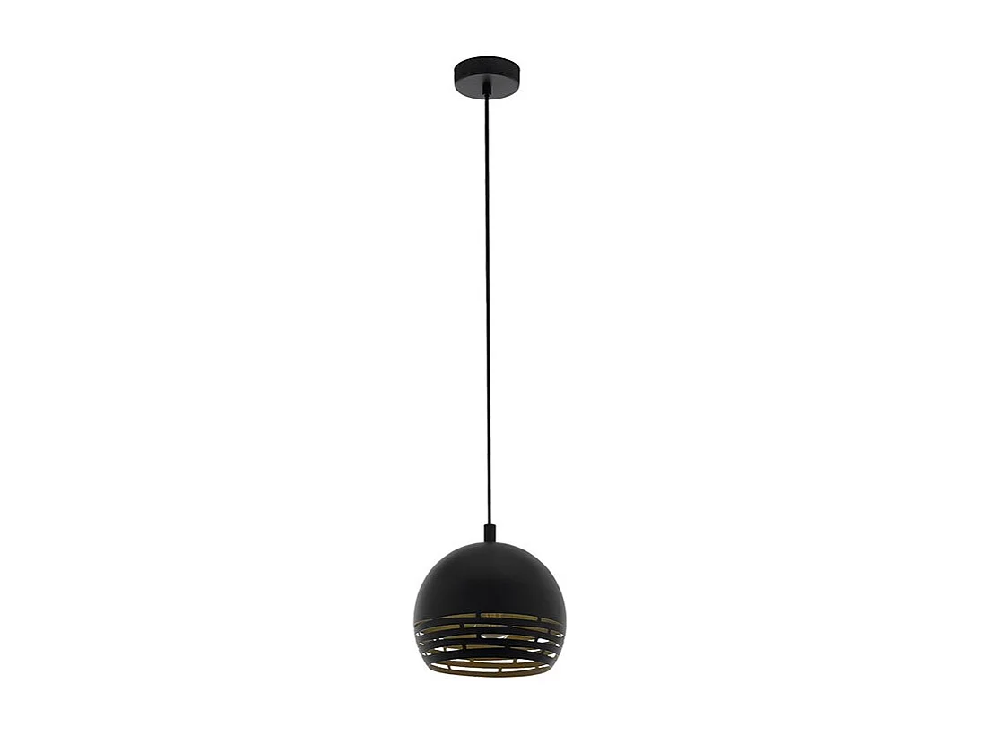 Lampadario Industrial Camastra 1 Luce Acciaio Nero E Oro