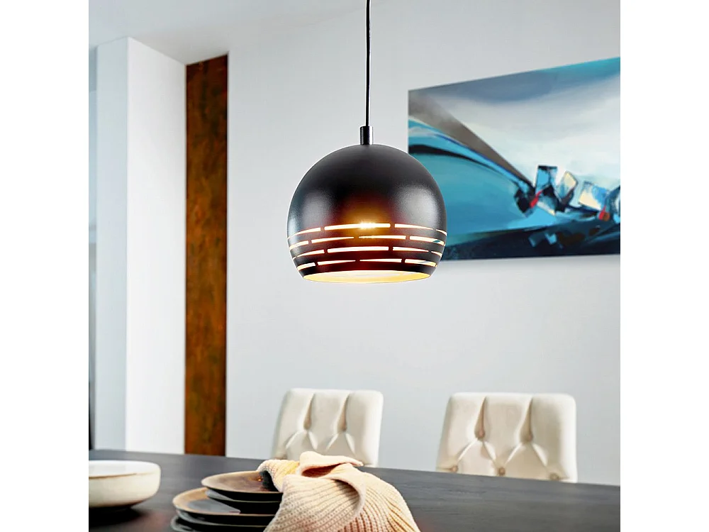 Lampadario Industrial Camastra 1 Luce Acciaio Nero E Oro