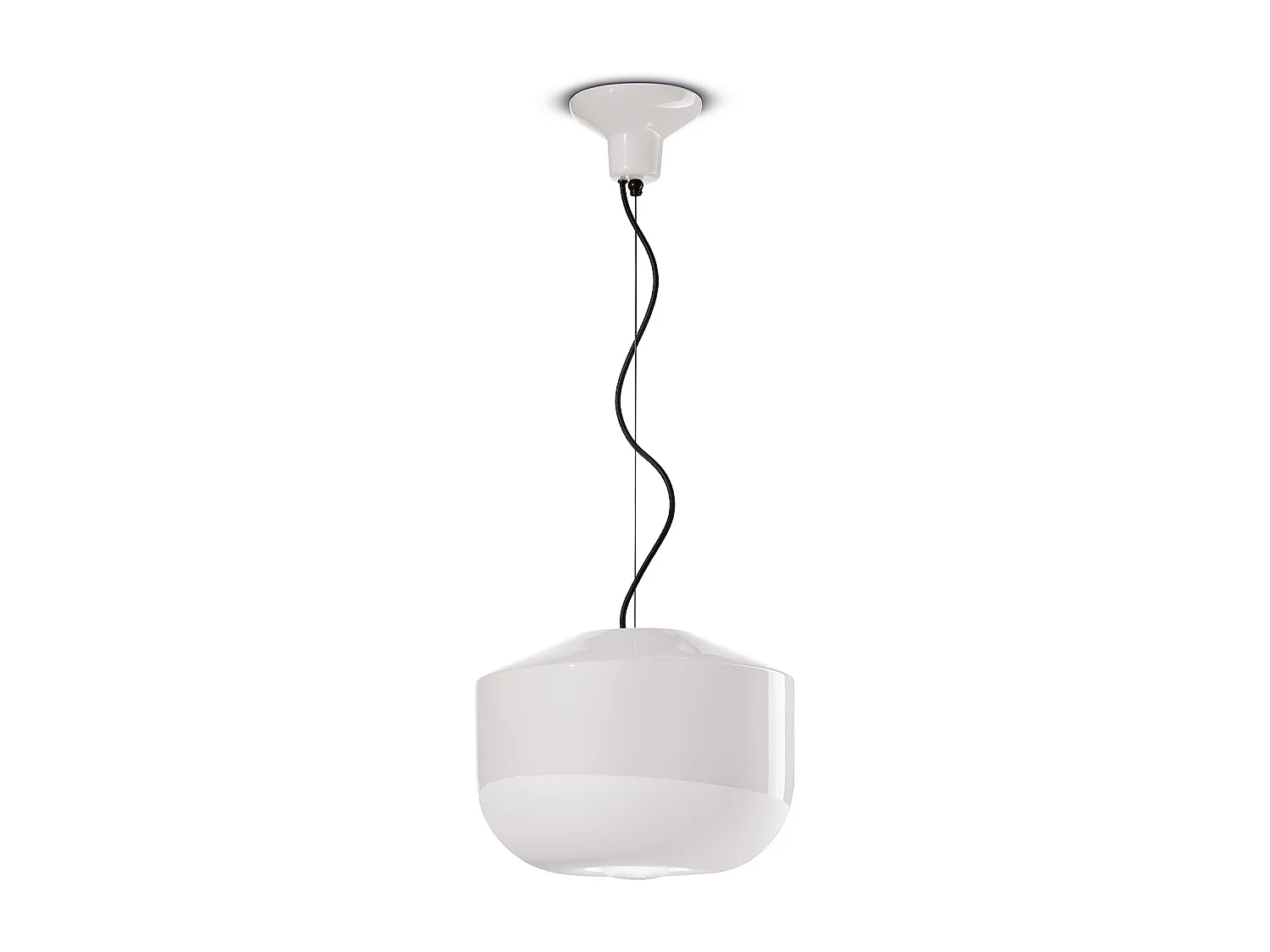 Sospensione Grande Vintage Decò Bellota Ceramica Bianco Grezzo 1 Luce E27