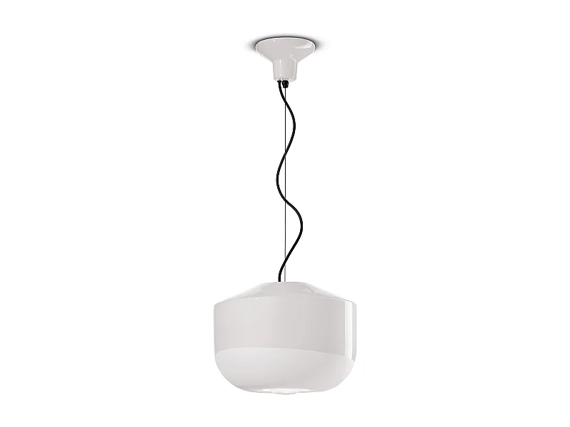 Sospensione Grande Vintage Decò Bellota Ceramica Bianco Grezzo 1 Luce E27