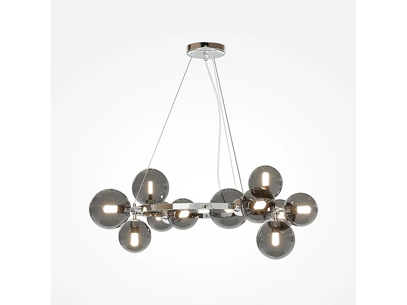 Maytoni Dallas Plafoniera moderna a sospensione a 1 globo, cromata, paralume fumé, G9