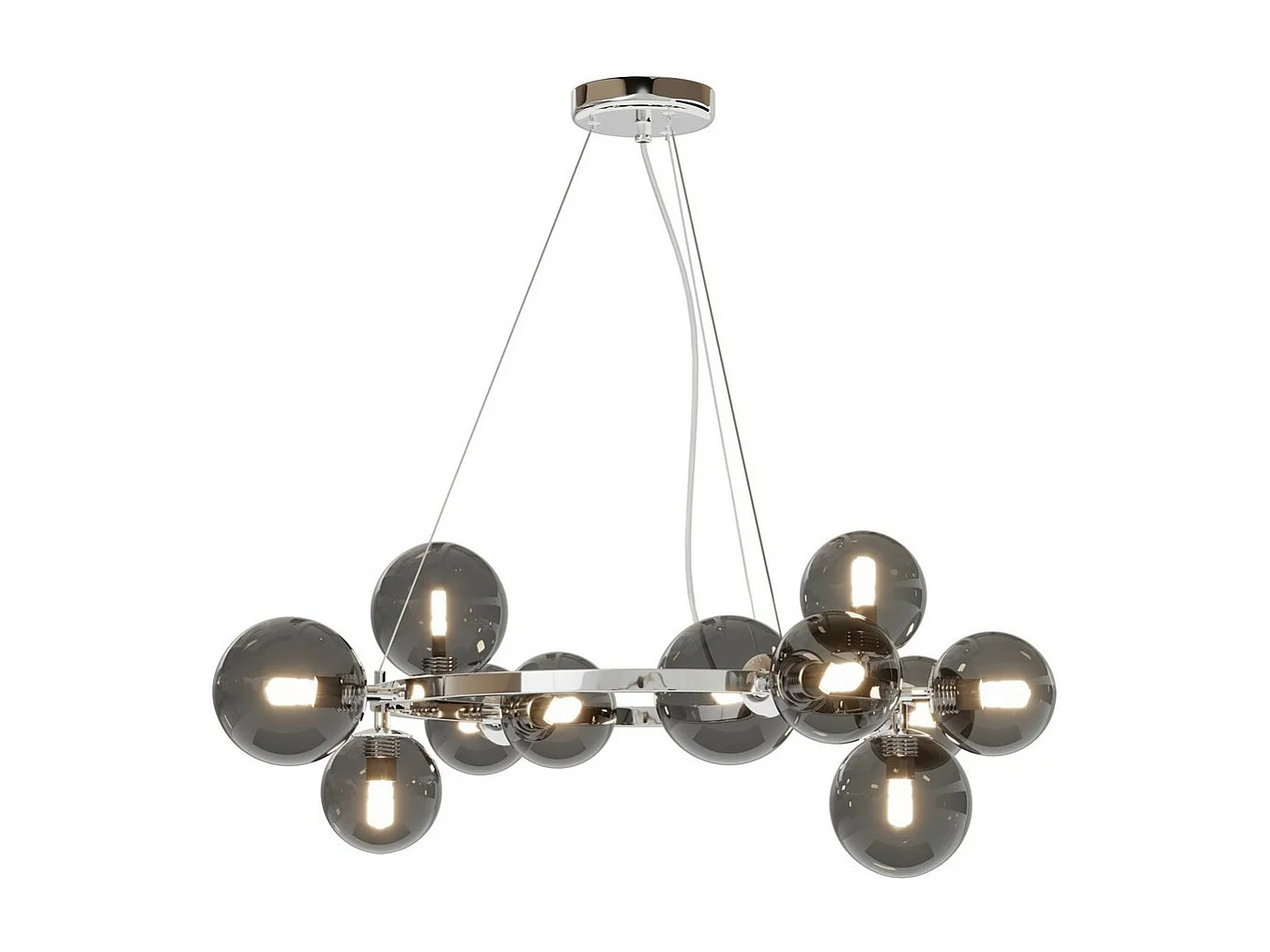 Maytoni Dallas Plafoniera moderna a sospensione a 1 globo, cromata, paralume fumé, G9