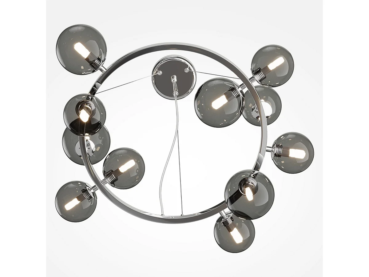 Maytoni Dallas Plafoniera moderna a sospensione a 1 globo, cromata, paralume fumé, G9