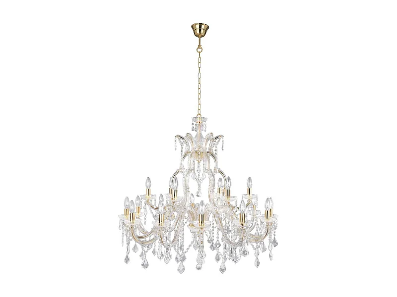 Searchlight Marie Therese Lustre en cristal à 18 ampoules au fini laiton poli, E14