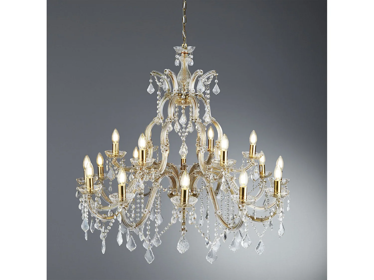 Searchlight Marie Therese 18 ljus kristallkrona polerad mssing, E14