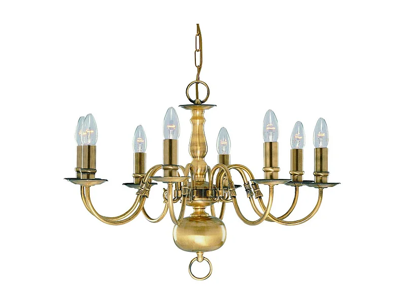 Searchlight Flemish Lustre à 8 ampoules au fini laiton antique, E14