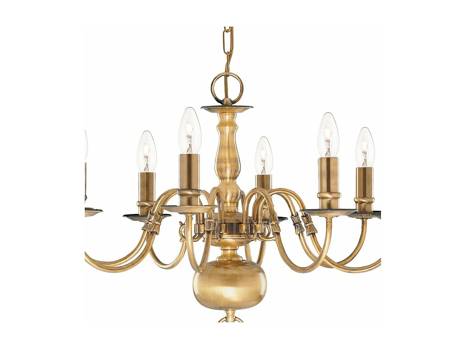 Searchlicht Flemish - 8 Leichter Kronleuchter Antik Messing Finish, E14