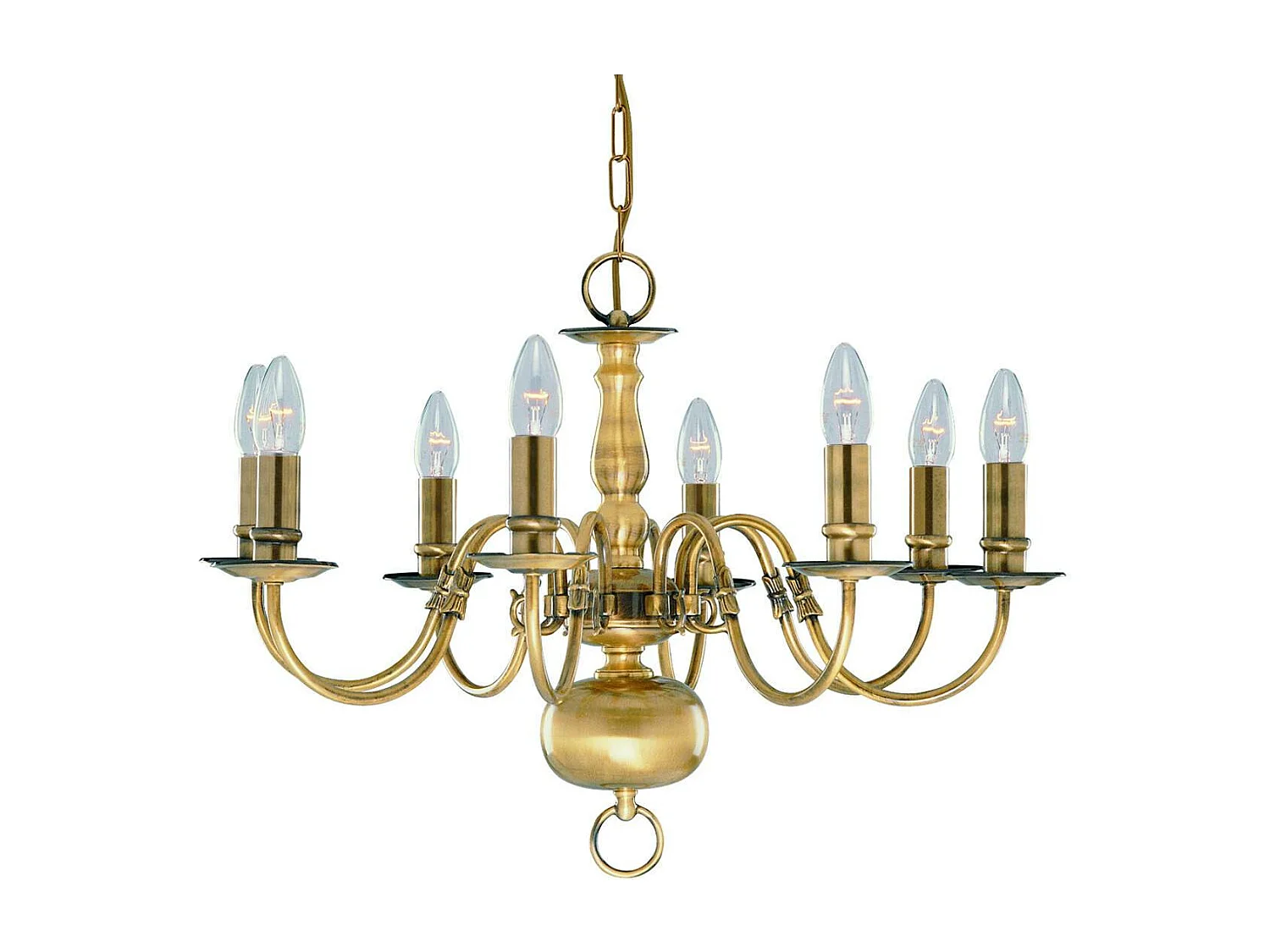 Searchlicht Flemish - 8 Leichter Kronleuchter Antik Messing Finish, E14