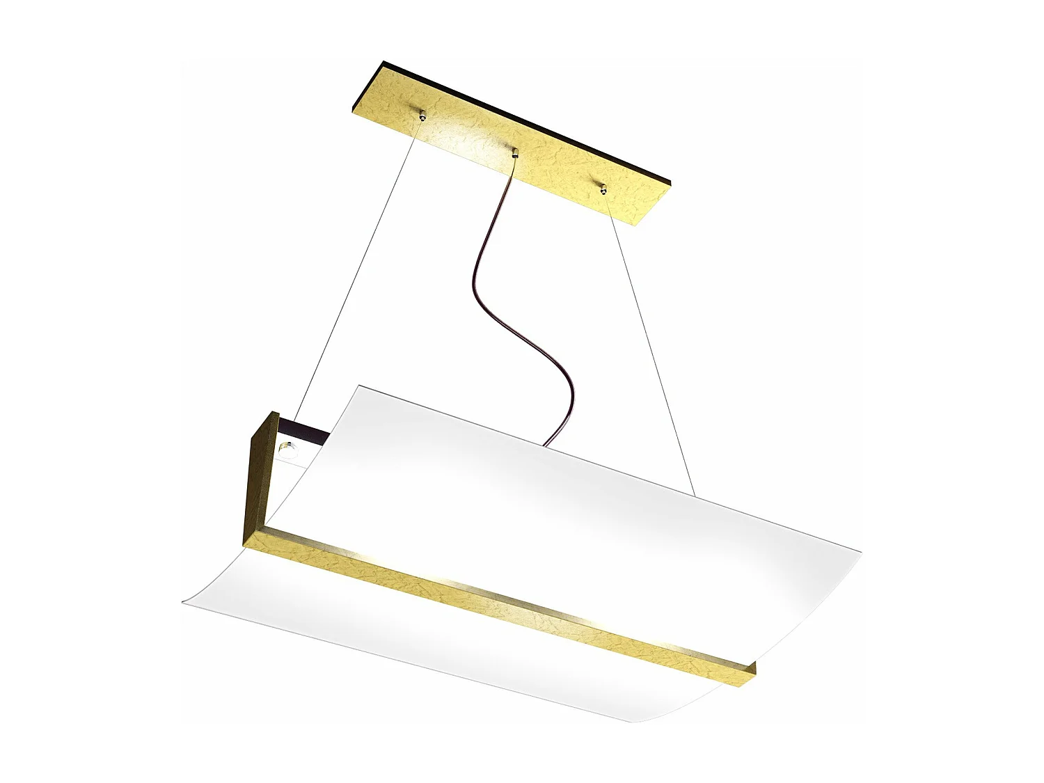 Wood Sospensione Cm.50 2 Luci Foglia Oro