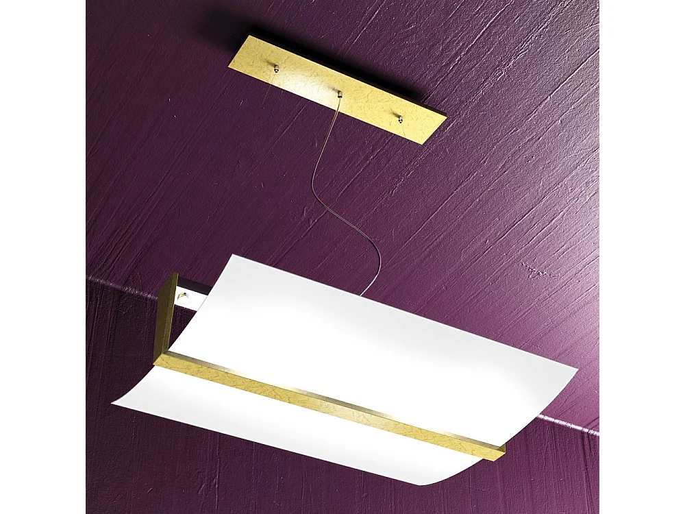 Wood Sospensione Cm.50 2 Luci Foglia Oro