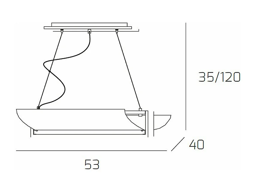 Wood Sospensione Cm.50 2 Luci Foglia Oro