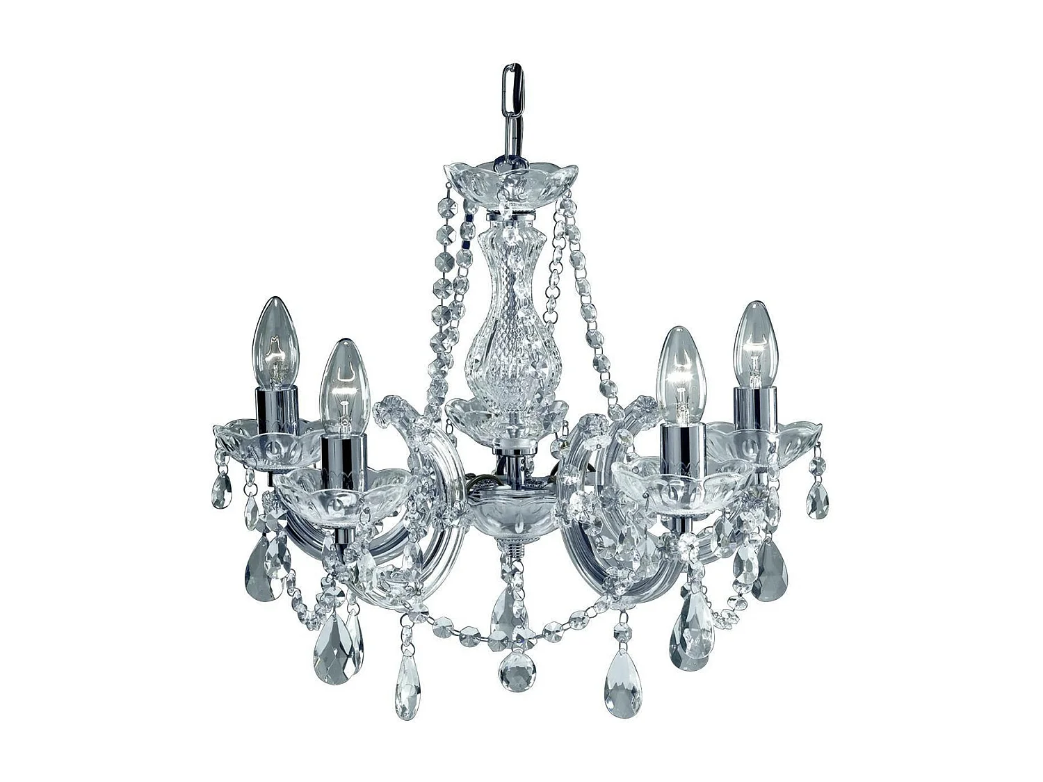 Searchlicht Marie Therese - 5 licht Crystal Kronleuchter Chrome Finish, E14