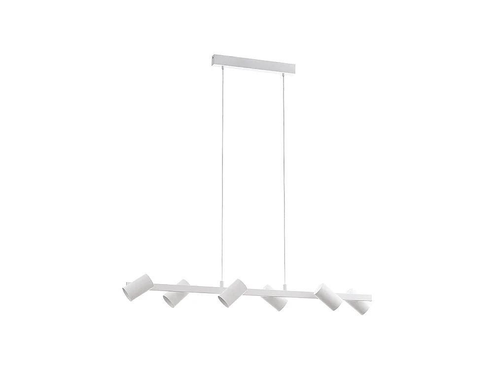 Lampadario Industrial Gatuela 6 Luci Acciaio Bianco E Grigio Nichel Opaco