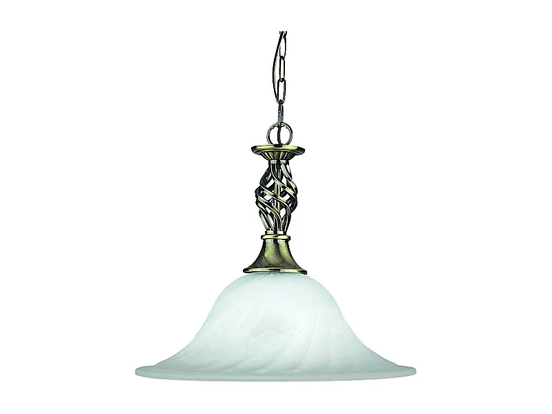 Searchlight Cameroon - Sospensione a soffitto a 1 luce a cupola in ottone antico, vetro in marmo, E27