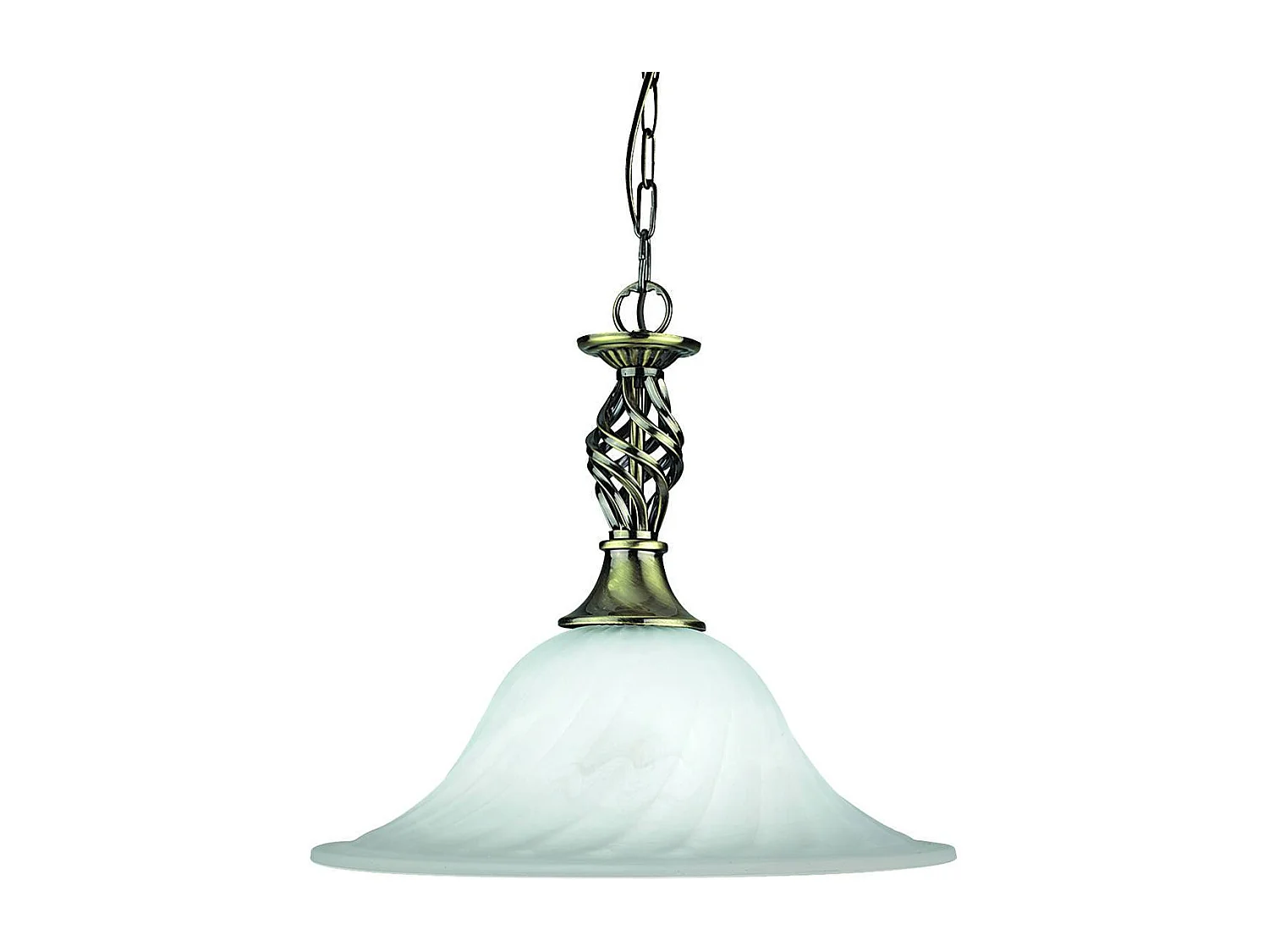 Searchlight Cameroon Suspension de plafond à 1 ampoule en laiton antique, verre marbré, E27