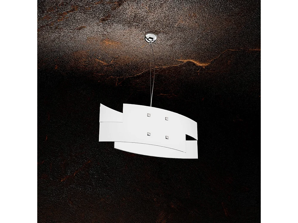 Sospensione Moderna Tetris Metallo Bianco Vetro 1 Luce E27