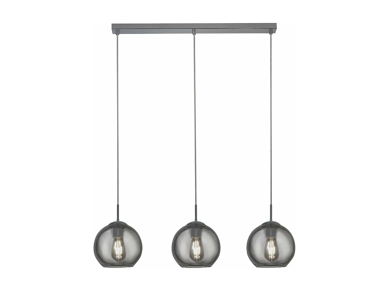 Lampadario Contemporaneo Balls Acciaio Cromo Fumè 3 Luci E14