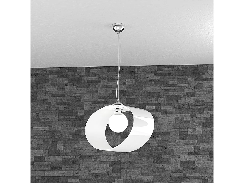 Sospensione Moderna Lap Metallo E Vetro Bianco 1 Luce E27 42Cm